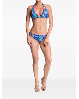 Gottex Peacock-Print Halterneck Bikini - Blue