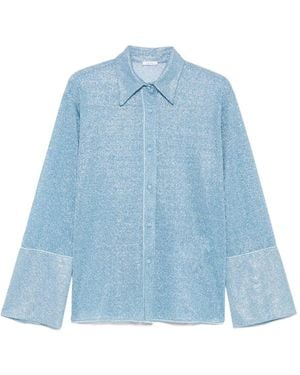 Oséree Glitter-Detail Button-Up Shirt - Blue