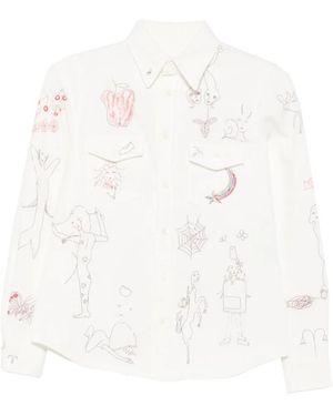 MM6 by Maison Margiela Graphic-Print Long-Sleeve Jacket - White