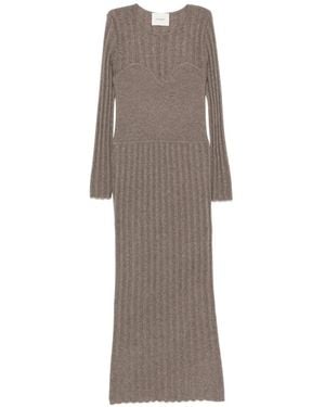 Lisa Yang Ribbed-Knit Long-Sleeve Maxi Dress - Gray