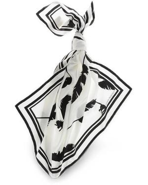 McQueen Feather-Print Silk Scarf - Metallic