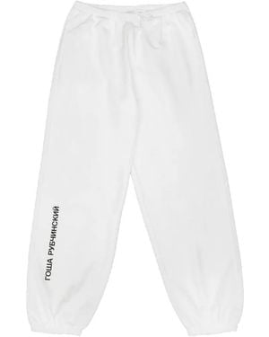 Gosha Rubchinskiy Logo-Print Cuffed Track Trousers - White