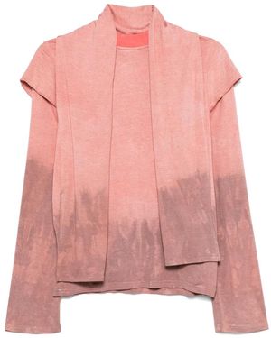 Charlie Constantinou Built-In-Scarf Long-Sleeve T-Shirt - Pink