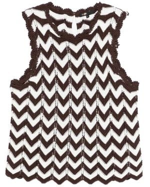 Maje Chevron Crochet Top - White