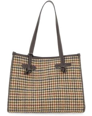 MARCELLA CLUB Medium Marcella Houndstooth Tote Bag - White