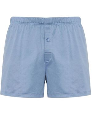 Hanro Button-Fly Cotton Boxers - Blue