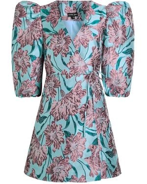 Sister Jane Puffed-Sleeve Floral-Print Dress - Blue