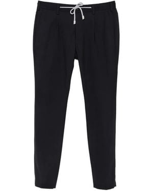 Eleventy Drawstring-Waist Pleated Pants - Blue