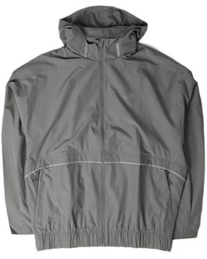 New Balance Logo-Print Hooded Jacket - Gray