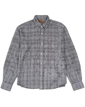 BIRTH OF ROYAL CHILD Pearl-Embellished Checked Shirt - Grey