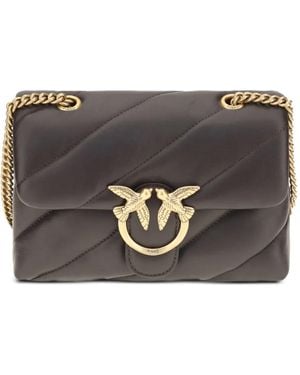 Pinko Small Love Bag Quilted-Leather Cross Body Bag - Grey
