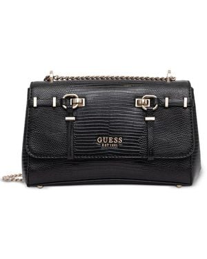 Guess Schultertasche Mit Eidechsen-Effekt - Schwarz