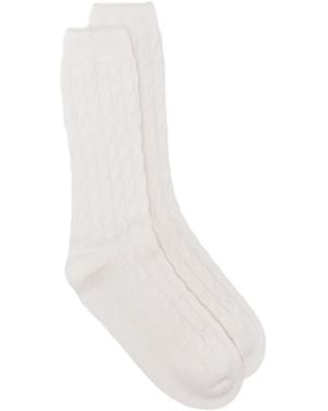 Eleventy Cable-Knit Socks - White