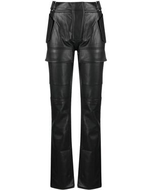 MISBHV Moto Vegan Leather Straight Leg Trousers - Black
