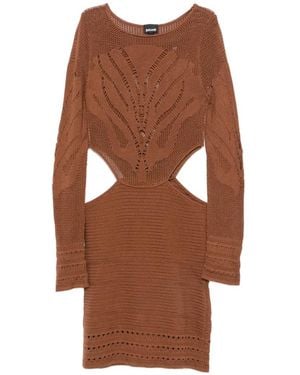 Just Cavalli Cut-Out Crochet-Knit Mini Dress - Brown