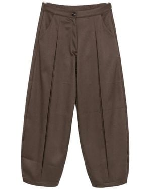 Source Unknown Mika Tuck Straight-Leg Pants - Brown