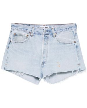 RE/DONE Denim Shorts Met Franje - Blauw
