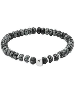 Tateossian Nepal Nugget Beaded Logo-Pendant Bracelet - Black
