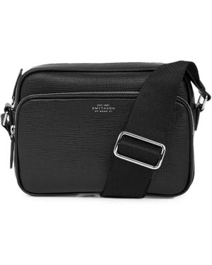 Smythson Panama-Leather Double-Zip Crossbody Bag - Black