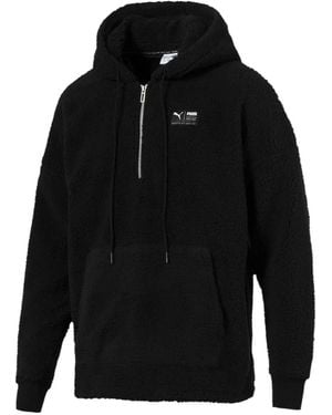 PUMA Logo-Patch Fleece Hoodie - Black