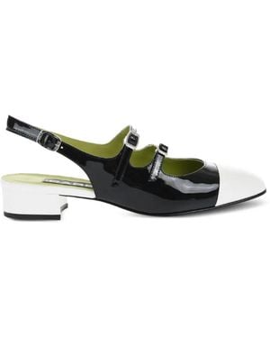 CAREL PARIS Patent Leather Double-Buckle Pumps - White