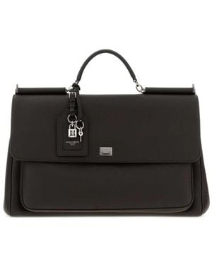 Dolce & Gabbana My Sicily Grained-Leather Tote Bag - Black