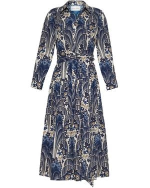 Cara Cara Paisley-Print Tiered Shirt Dress - Blue