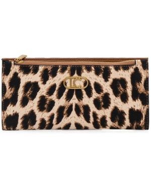 Lola Casademunt Leopard-Print Logo-Plaque Wallet - Grey