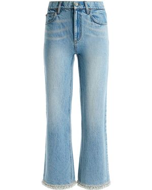 Alice + Olivia Ora Embellished Wide-Leg Jeans - Blue