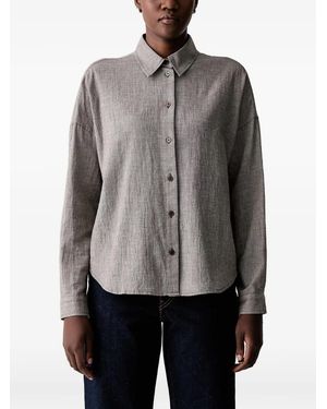 Marc O' Polo Houndstooth-Pattern Dropped-Shoulder Shirt - Grey
