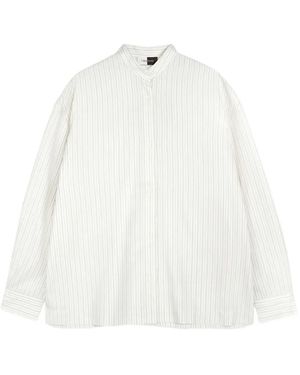 Vera Wang Chemise Rayée Boyfriend À Col Mao - White