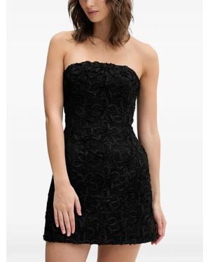 Bardot Robe-Bustier Courte Karoline À Fleurs Appliquées - Black
