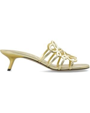 Loewe Heeled Mules "Petal Anagram" - Metallic