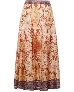 Pierre Louis Mascia Silk Pleated Skirt - Natural