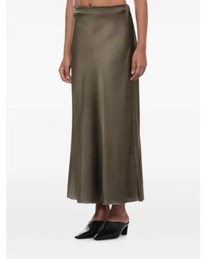 Avant Toi Satin-Finish Elasticated-Waistband Maxi Skirt - Brown