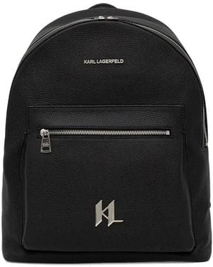 Karl Lagerfeld Mochila con logo y cremallera - Negro