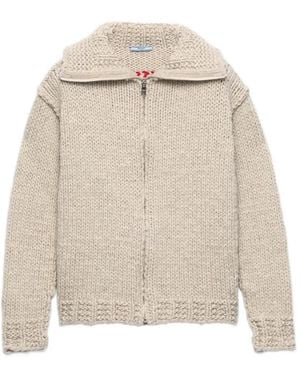 Prada Cardigan Zippé En Laine - Blanc