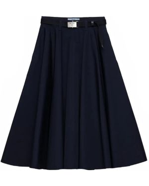 Prada Poplin Midi-Skirt - Blue