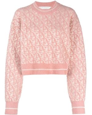 Palm Angels Monogram-Jacquard Cropped Sweater - Pink