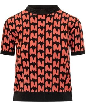 MSGM Logo-jacquard Short-sleeve Sweater - レッド