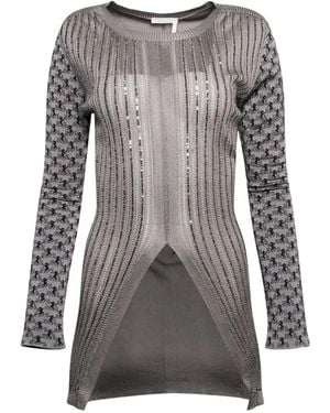 Chloé Sequin-Embellished Horse-Jacquard Jumper - Grey
