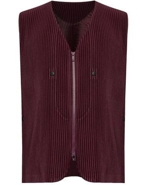 Homme Plissé Issey Miyake Quarry Pleated Zip-Up Gilet - Purple