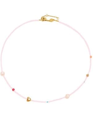 Anni Lu Beaded Heart Necklace - White
