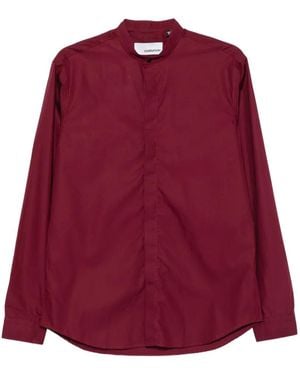 Costumein Mandarin-Collar Concealed-Fastening Shirt - Red