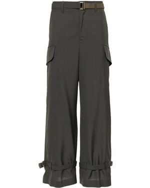 Sacai Wide-Leg Cargo Trousers - Grey