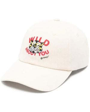 KENZO Wild Tiger Logo-embroidered Cap Hat - White