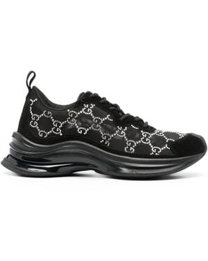 Gucci Black Mesh Runners With Crystals