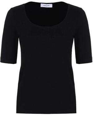 Gran Sasso Scoop-neck Short-sleeve Top - ブラック