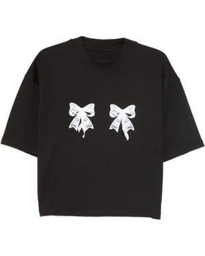 Hamza T-Shirt Luna Con Fiocco - Nero