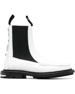 Toga Stud-Embellished Leather Ankle Boots - White